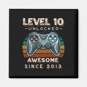 Level 10 Unlocked Video Game 10th Birthday 10 Yr O Magnet