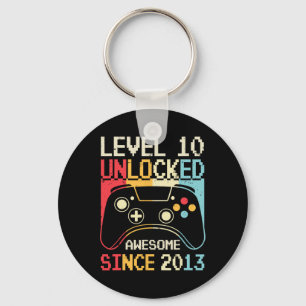 Level 10 Unlocked Video Game 10th Birthday Gamer B Key Ring