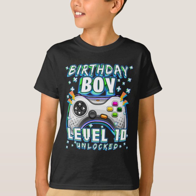 Level 10 Unlocked Video Game 10th Birthday Gamer B T-Shirt (Front)