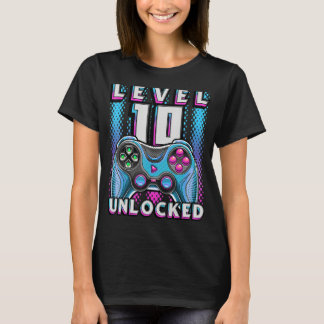 Level 10 Unlocked Video Game 10th Birthday Gamer B T-Shirt