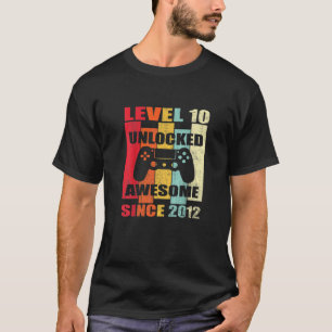 Level 10 Unlocked Video Gamer 10 Year Old Birthday T-Shirt
