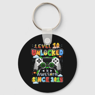 Level 10 Unlocked Video Gamer 10 Years Old 10 Birt Key Ring