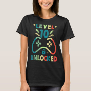 Level 10 Unlocked Video Gamer 10th Birthday Boys T-Shirt