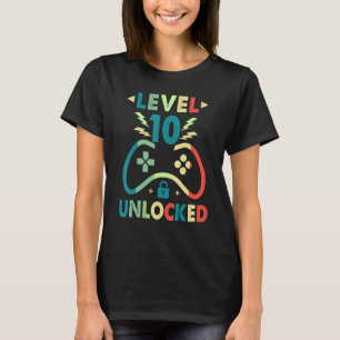Level 10 Unlocked  Video Gamer 10th Birthday  Boys T-Shirt