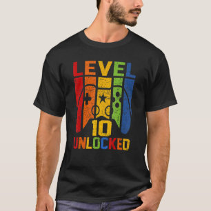 Level 10 Unlocked   Video Gamer 10th Birthday Gami T-Shirt