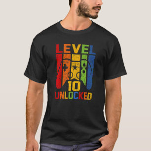 Level 10 Unlocked  Video Gamer 10th Birthday Gamin T-Shirt