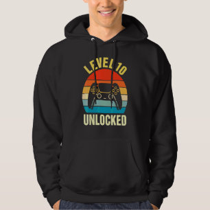 Level 10 Unlocked   Video Gamer 10th Birthday Hoodie
