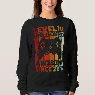 Level 10 Unlocked Video Gamer 10th Birthday Sweatshirt