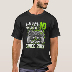 Level 10 Unlocked Video Gamer 10th Birthday T-Shirt
