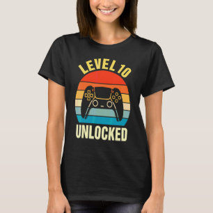 Level 10 Unlocked   Video Gamer 10th Birthday T-Shirt