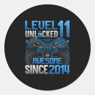 Level 11 Unlocked 11 Year Old Gifts Boys 11th Birt Classic Round Sticker
