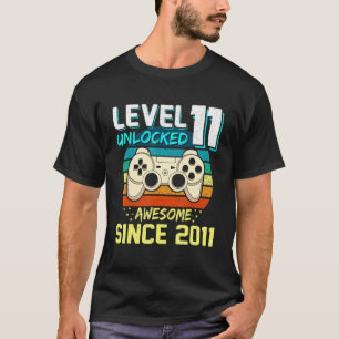 Level 11 Unlocked 11th Birthday Video Game Boy Awe T-Shirt