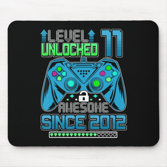 Level 11 Unlocked Awesome 2012 Video Game 11th Bir Mouse Pad (Front)