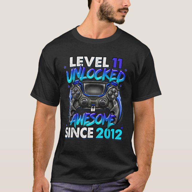 Level 11 Unlocked Awesome Since 2012 11th Birthday T-Shirt (Front)