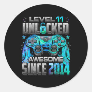 Level 11 Unlocked Awesome Since 2014 11th Birthday Classic Round Sticker