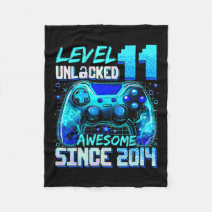 Level 11 Unlocked Awesome Since 2014 11th Birthday Fleece Blanket