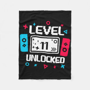 Level 11 Unlocked Gamer 11th Birthday Gift Video G Fleece Blanket