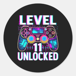 Level 11 Unlocked Shirt Funny Video Gamer Geek 11t Classic Round Sticker