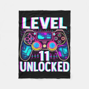 Level 11 Unlocked Shirt Funny Video Gamer Geek 11t Fleece Blanket