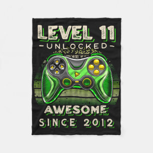 Level 11 Unlocked Video Game 11th Birthday 11 Yr O Fleece Blanket