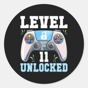 Level 11 Unlocked Video Game 11th Birthday Gamer B Classic Round Sticker