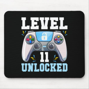 Level 11 Unlocked Video Game 11th Birthday Gamer B Mouse Pad