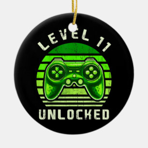 Level 11 Unlocked Video Game 11th Birthday Gamer Ceramic Tree Decoration