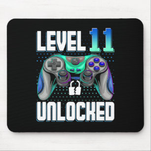 Level 11 Unlocked Video Game 11th Birthday Gamer G Mouse Pad
