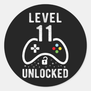 Level 11 Unlocked Video Game 11th Birthday Gift  Classic Round Sticker