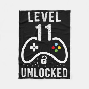 Level 11 Unlocked Video Game 11th Birthday Gift  Fleece Blanket