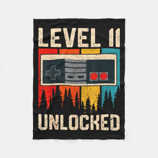 Level 11 Unlocked Video Game Controller Birthday M Fleece Blanket (Front)