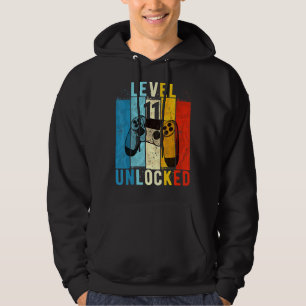 Level 11 Unlocked Video Gamer 11 Year Old 11th Bir Hoodie