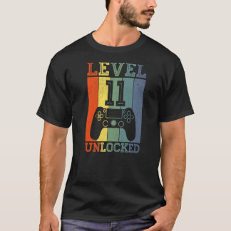 Level 11 Unlocked Video Gamer 11 Years Old 11 Birt T-Shirt