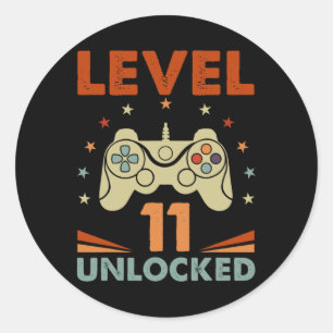 Level 11 Unlocked Video Gamer 11th Birthday 11 Yea Classic Round Sticker