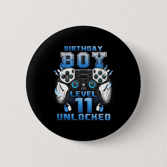Level 11 Unlocked Video Gamer 11th Birthday Boys  6 Cm Round Badge (Front)