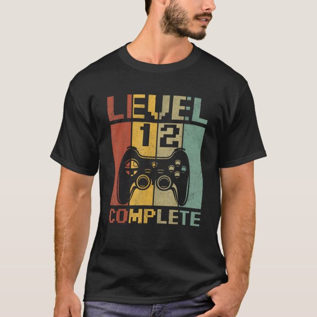 Level 12 Complete Gamer 12th Birthday Boys Teenage T-Shirt (Front)