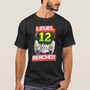 Level 12 Reached Gamer 12th Birthday Video Gaming T-Shirt