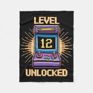 Level 12 Unlock Birthday Gamer 12 Year Old Video G Fleece Blanket