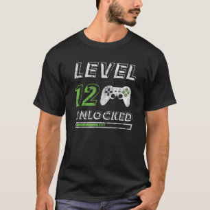 Level 12 Unlocked 12 Year Old Gamer Funny Birthday T-Shirt
