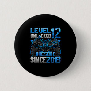 Level 12 Unlocked 12 Year Old Gifts Boys 12th Birt 6 Cm Round Badge