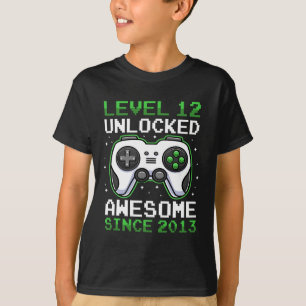 Level 12 Unlocked 12 Years Old Video Gamer Birthda T-Shirt