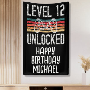 Level 12 Unlocked 12th Birthday Banner