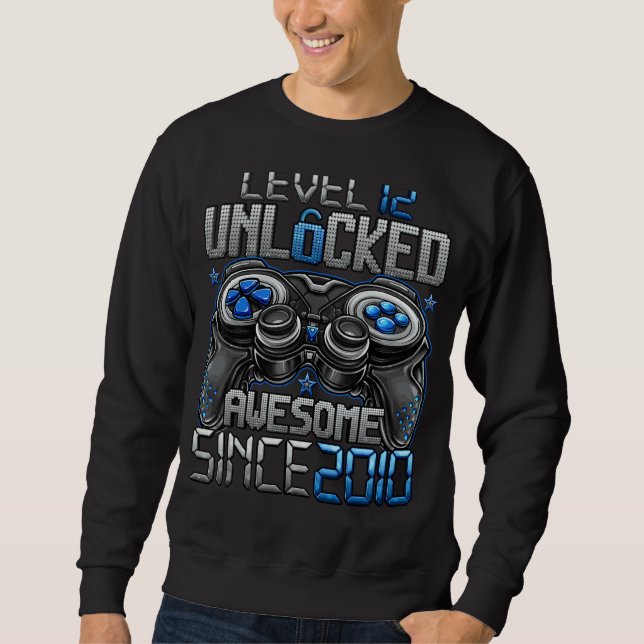 Level 12 Unlocked Awesome Since 2010 12th Birthday Sweatshirt (Front)