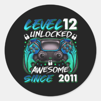 Level 12 Unlocked Awesome Since 2011 12Th Classic Round Sticker