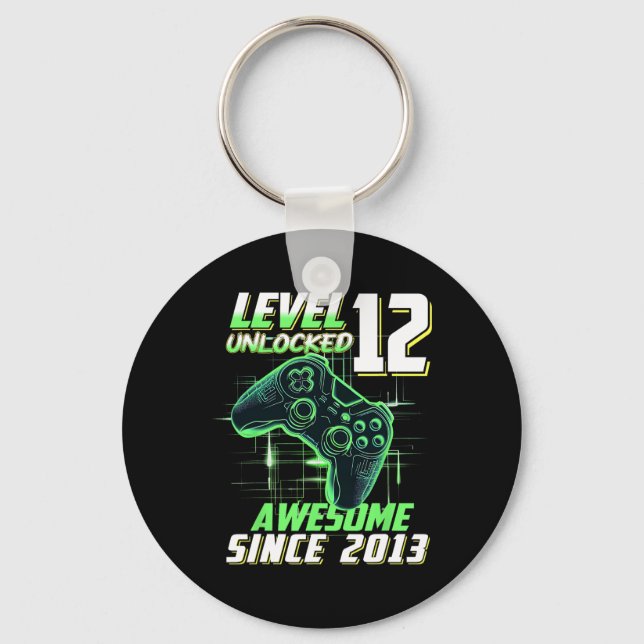 Level 12 Unlocked Awesome Since 2013 12th Birthday Key Ring (Front)