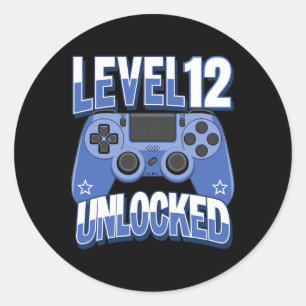 Level 12 Unlocked Funny Video Gamer 12th Birthday Classic Round Sticker