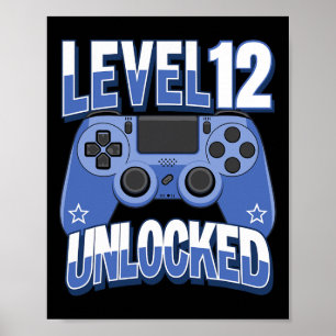 Level 12 Unlocked Funny Video Gamer 12th Birthday  Poster