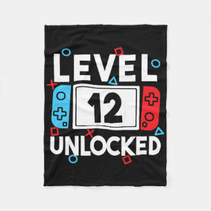 Level 12 Unlocked Gamer 12th Birthday Video Game B Fleece Blanket