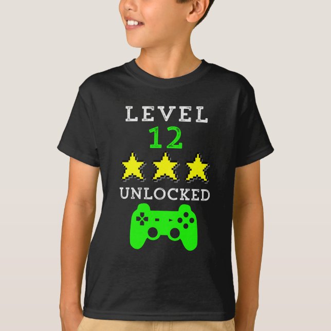 Level 12 Unlocked shirt video game birthday boy (Front)