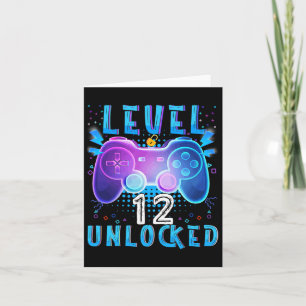 Level 12 Unlocked Video Game 12th Birthday Gamer B Card